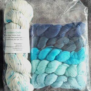 100% pima cotton Fingering weight yarn, Shawl knitting set